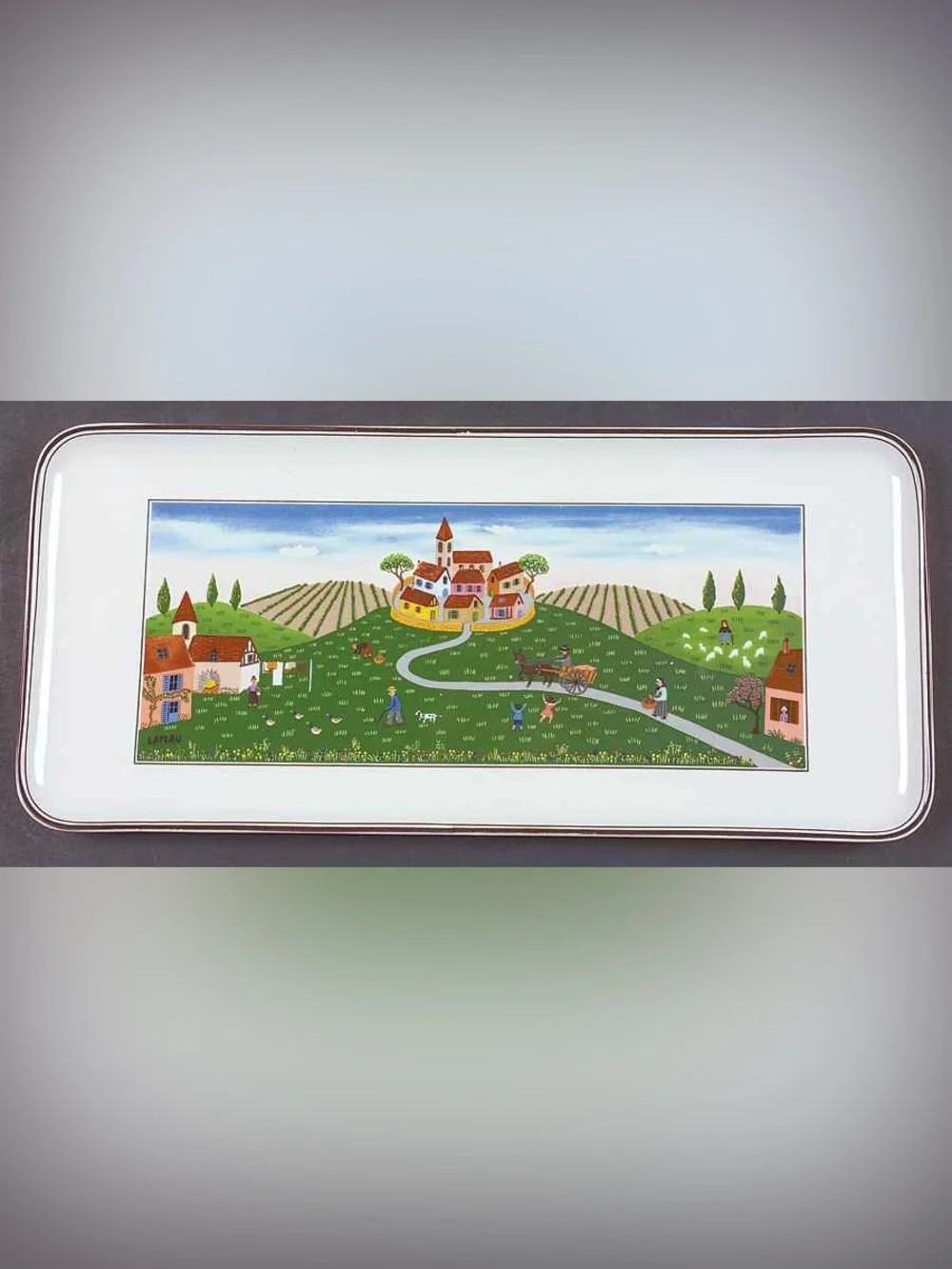 Villeroy & Boch Design Naif sandwich tray village scene by artist Gérard Laplau